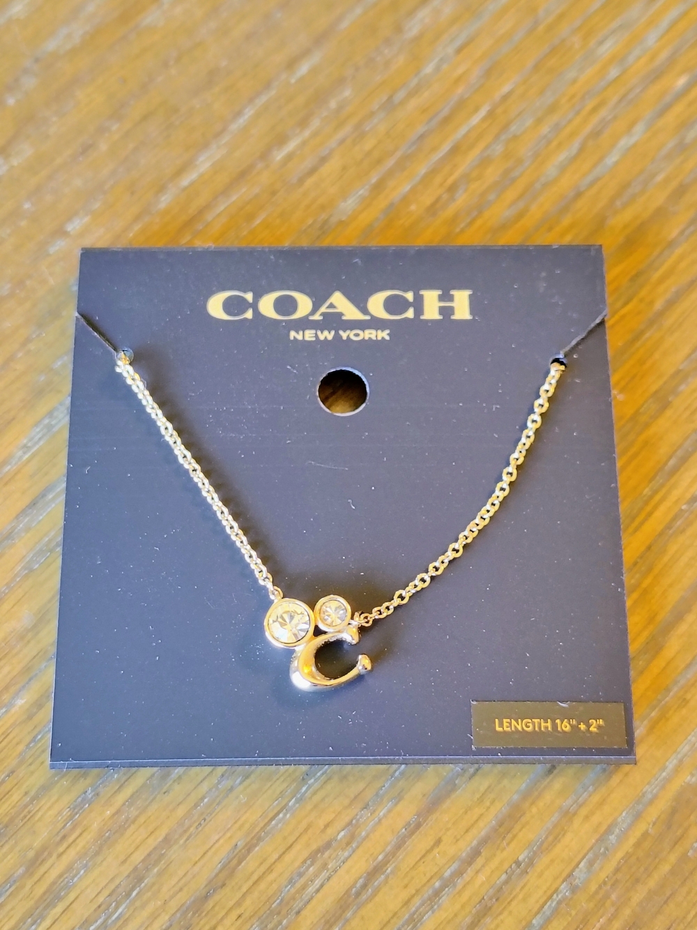 NWT Coach Signature C Crystal Cluster Pendant Necklace Gold C9447